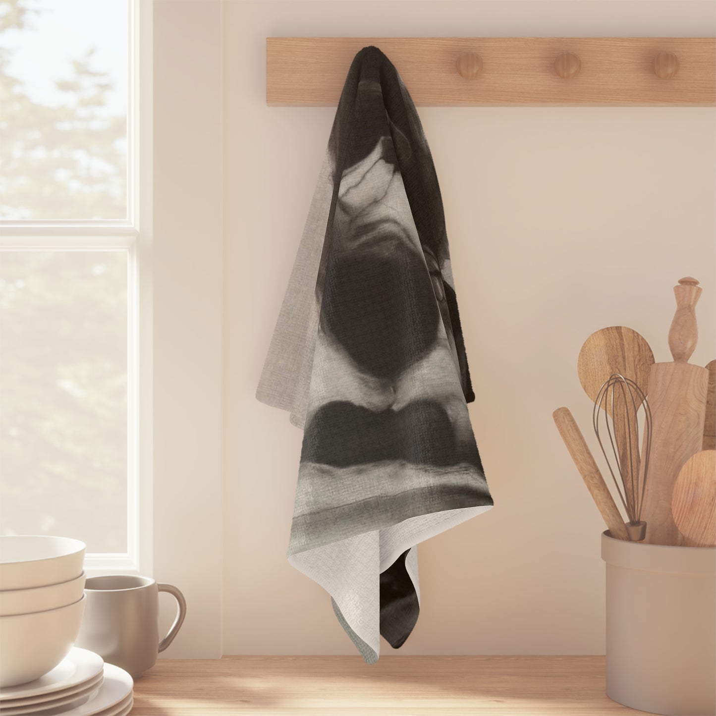 Skull in Hood Microfiber Tea Towel Gothic Skull Kitchen Towel