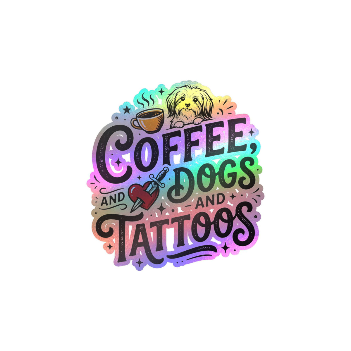 Coffee Dogs Tattoos Kiss-Cut Vinyl Decal Sticker