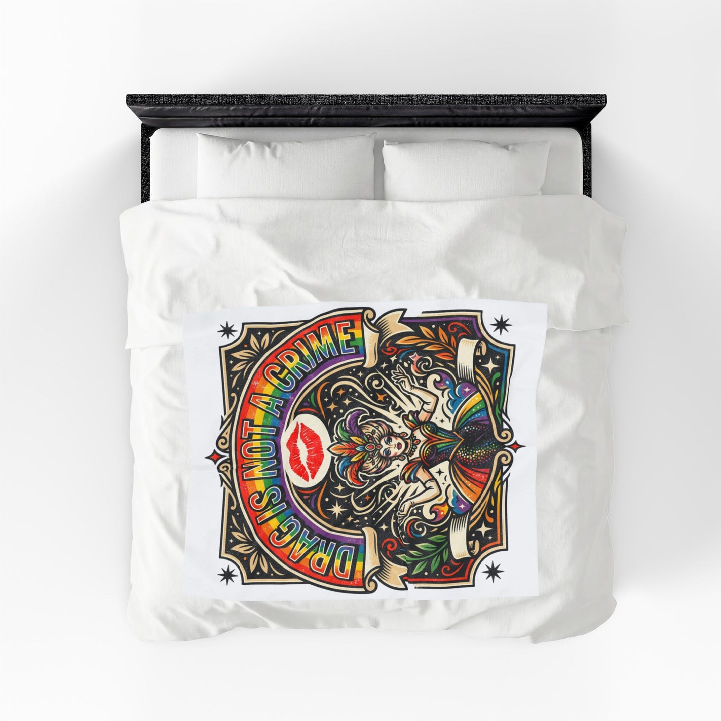 Drag Is Not a Crime Velveteen Plush Blanket Pride Rainbow Queen LGBTQ