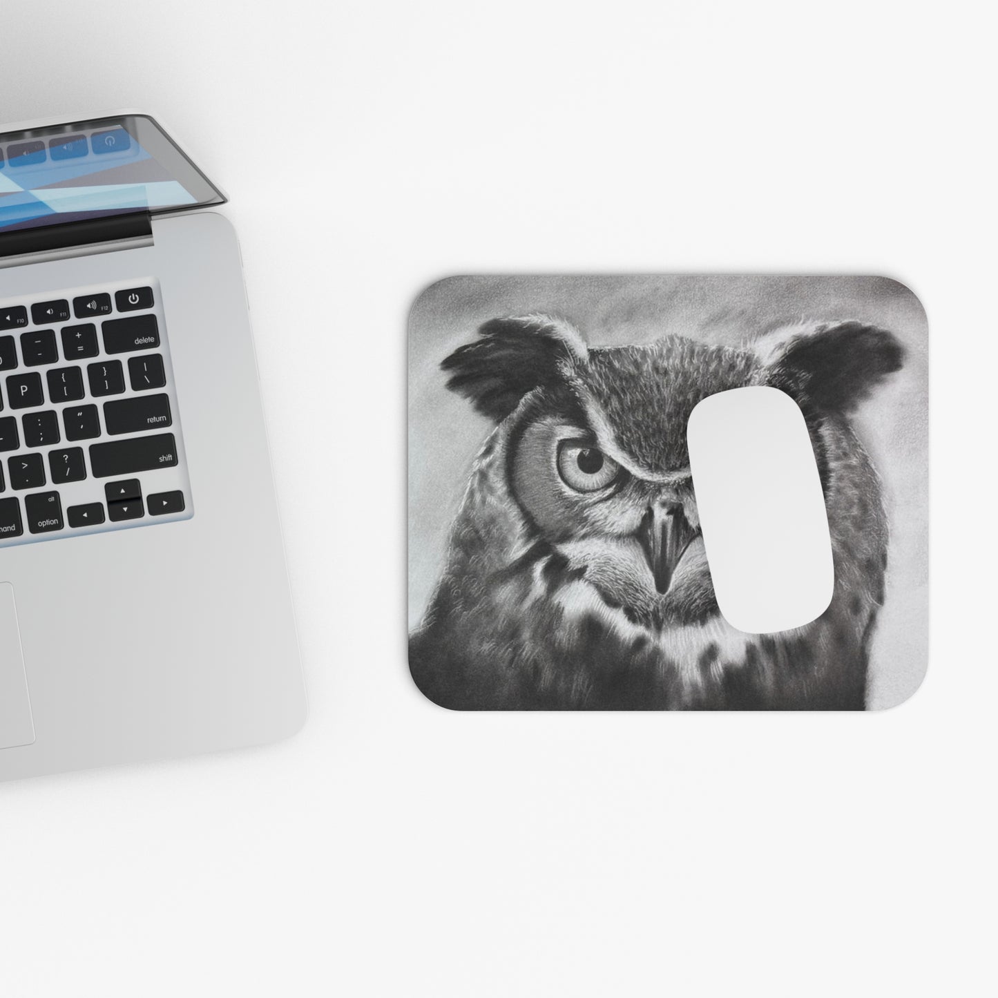 Owl Art Mouse Pad Wildlife Desk Mat Home Office Decor