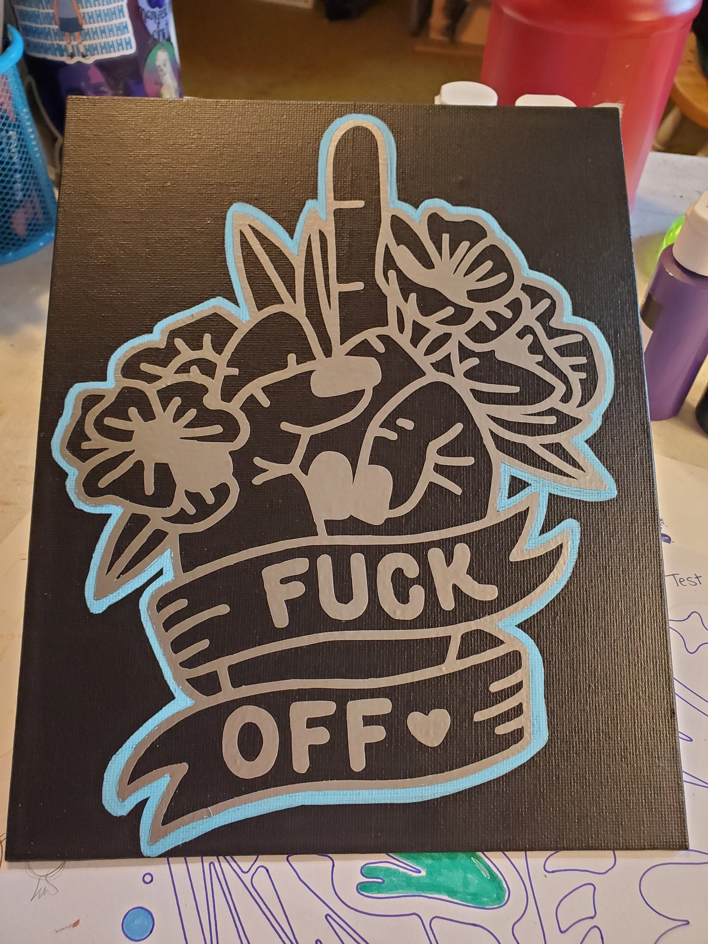 Fuck Off Canvas Art Wall Hanging Home Decor Horror True Crime