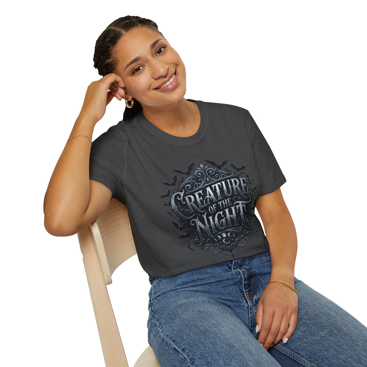 Creature of the Night T-Shirt Gothic Bat Halloween Tee Spooky Goth Clothing