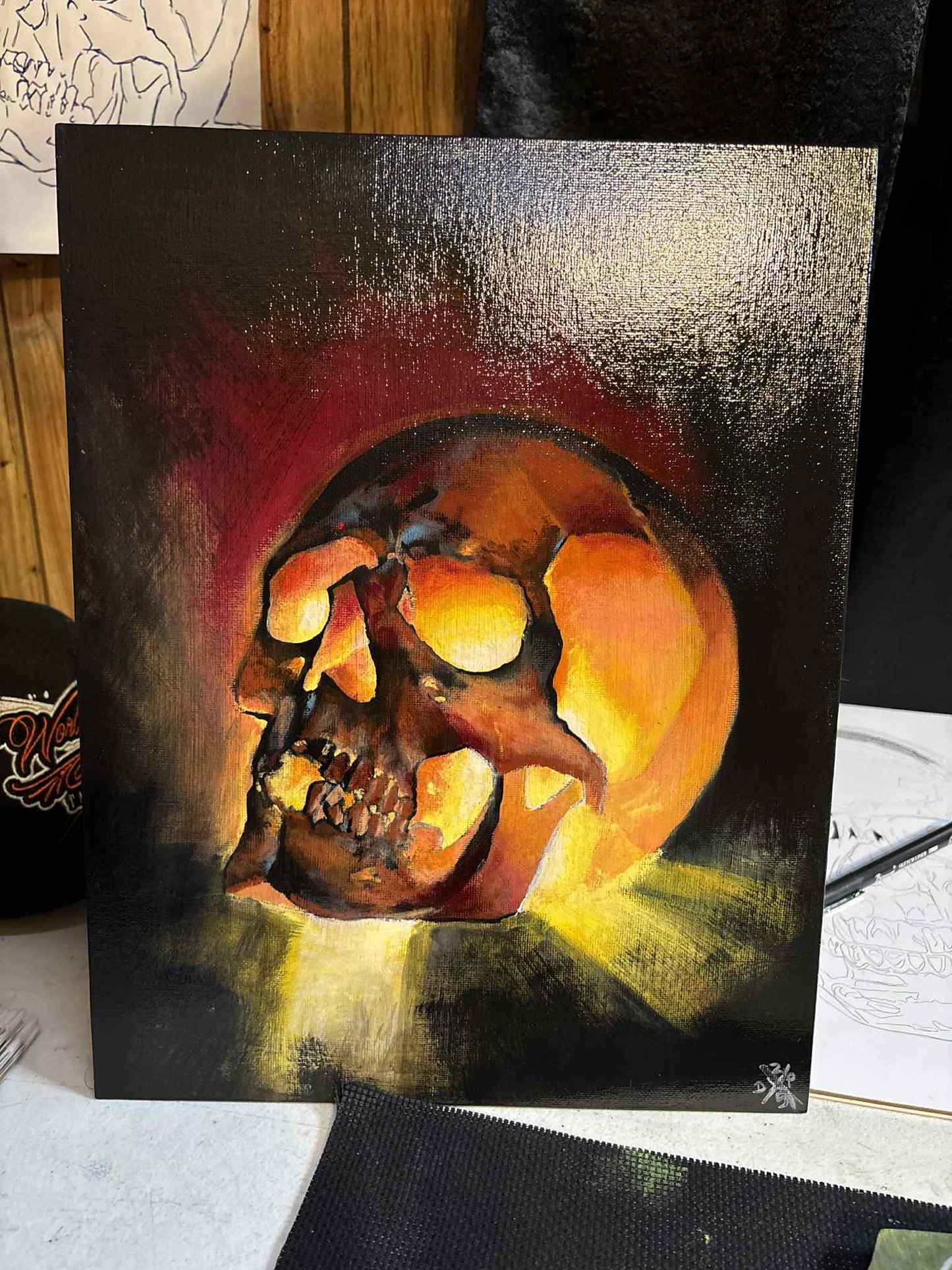 Skull Canvas Art Wall Hanging Home Decor Horror True Crime Halloween