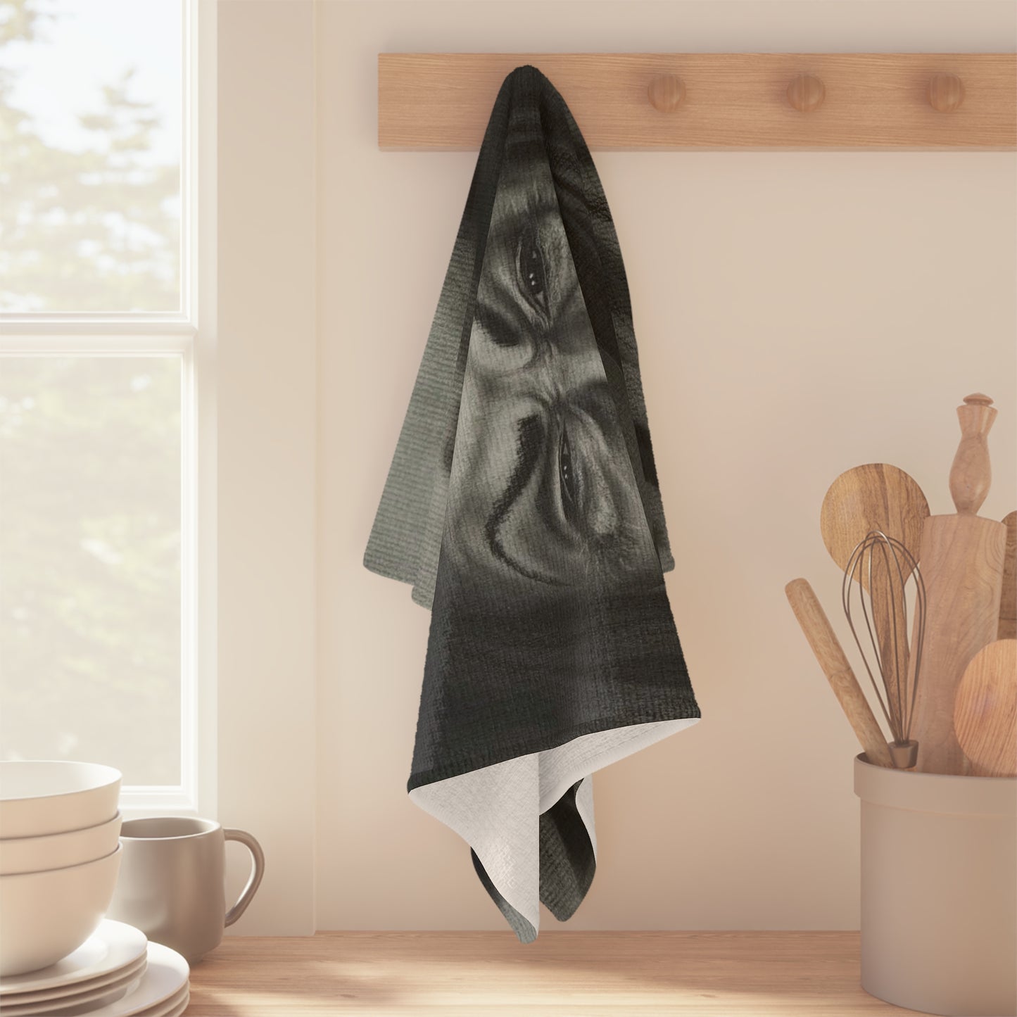Witch Face Microfiber Tea Towel Halloween Decor Spooky Kitchen
