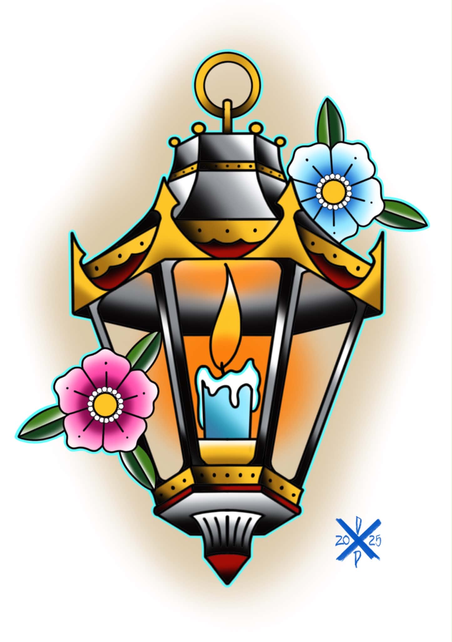 Lantern Candle Tattoo Wall Art Horror Wall Hanging Home Decor