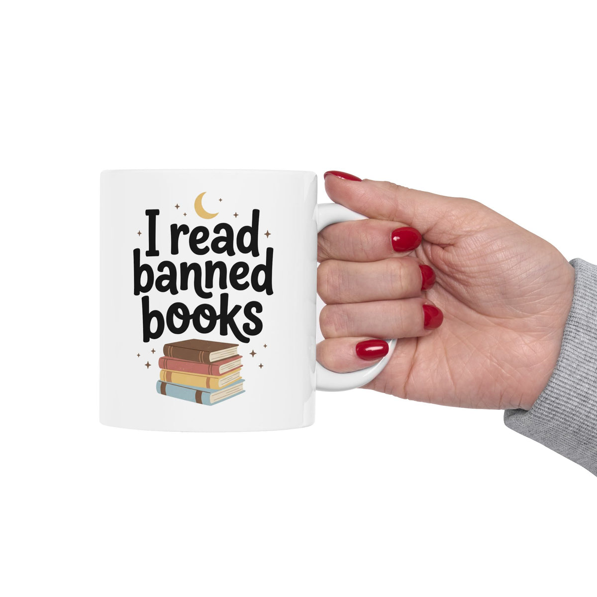 I Read Banned Books Mug Ceramic Coffee Cup Book Lovers Library Literary
