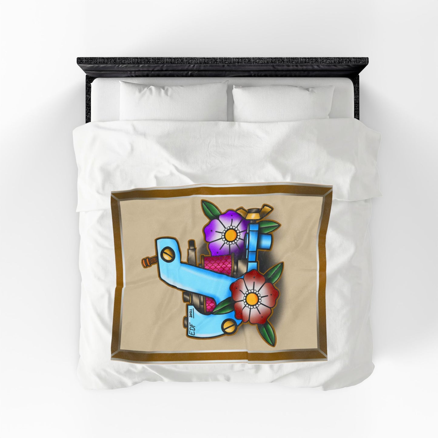 Tattoo Machine Art Velveteen Plush Blanket Throw Home Decor