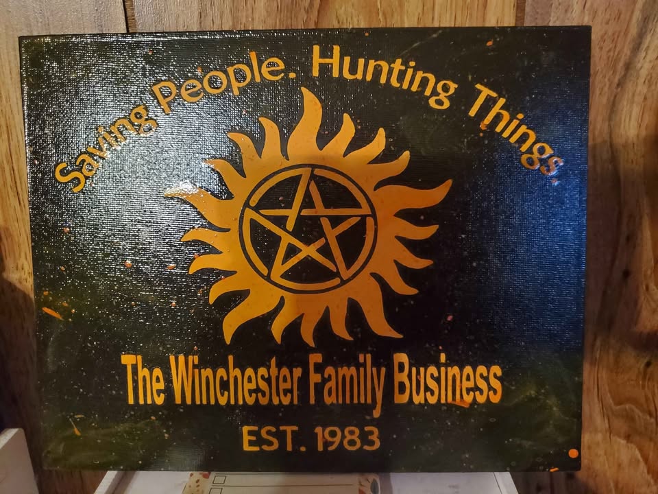 Supernatural Winchester Bros Sign Canvas Painting Horror Halloween Metaphysical