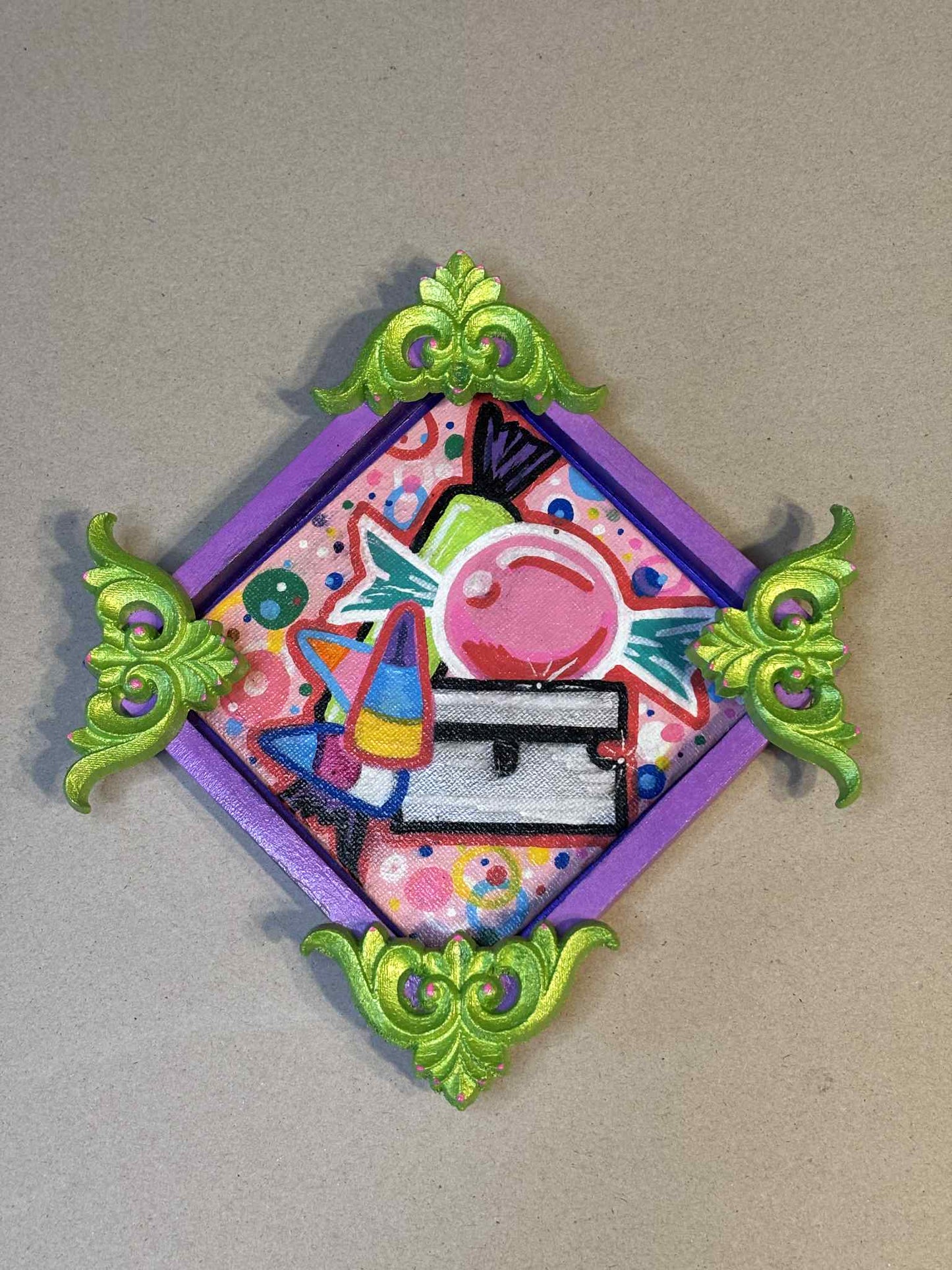 Candy Razor Oddity Sign Art Piece Painting