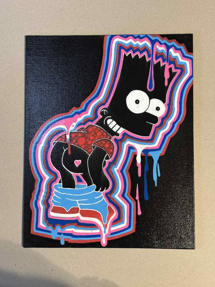 Bart Simpson Graffiti Glow Sign Canvas Painting