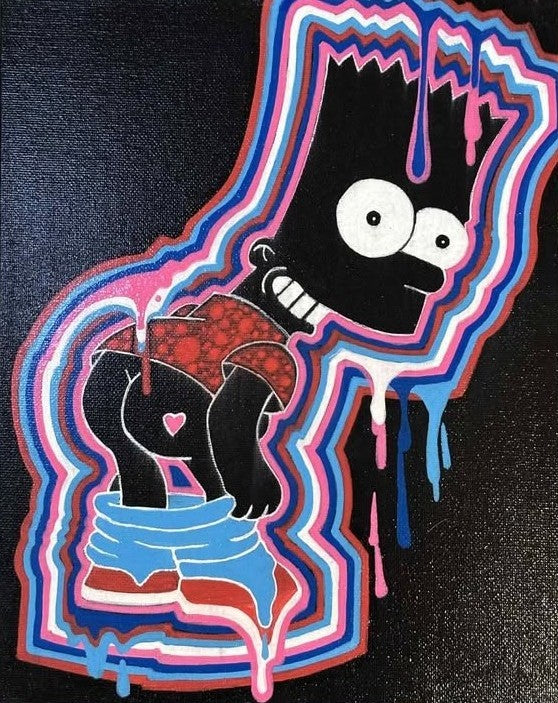 Bart Simpson Neon Graffiti Art Print Wall Hanging Home Decor 90's Cartoon