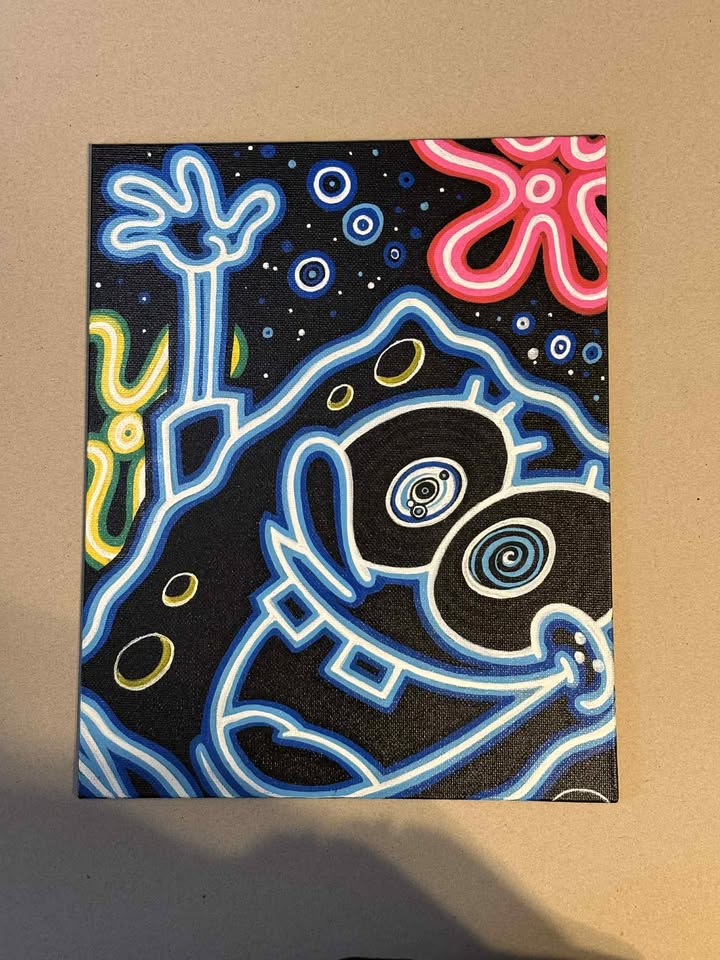 Neon Spongebob Glow Sign Canvas Painting