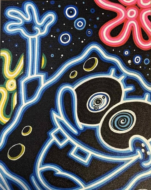 Spongebob Neon Graffiti Art Print Wall Hanging Home Decor 90's Cartoon
