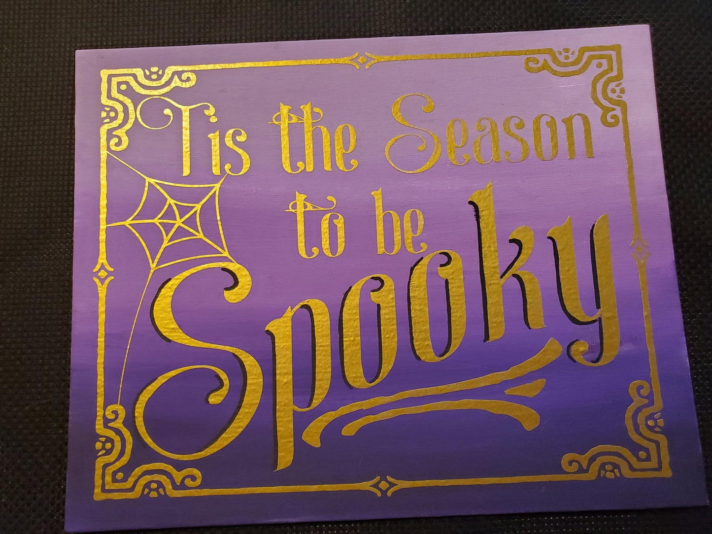 Tis Season to be Spooky Purple Sign Canvas Painting