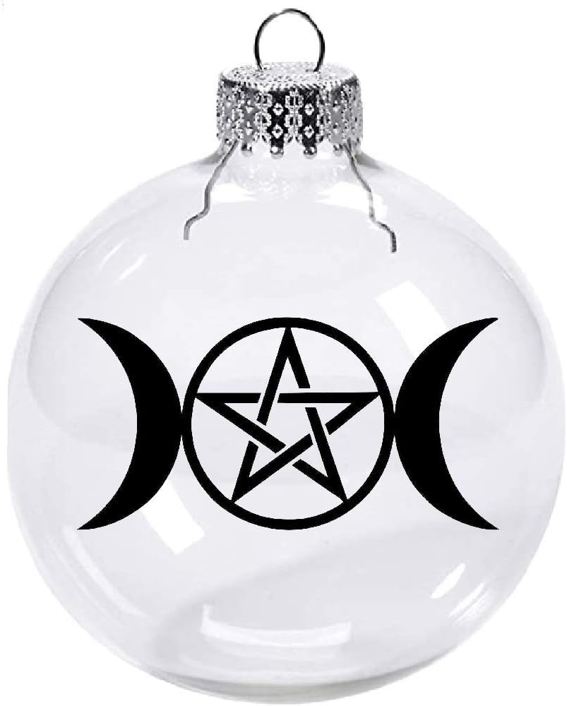 Pentacle Triple Moon Clear Christmas Ornament Shatterproof Horror Halloween Metaphysical