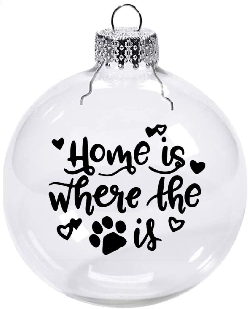 Home Where the Pets Are Cat Dog Clear Christmas Ornament Shatterproof Horror
