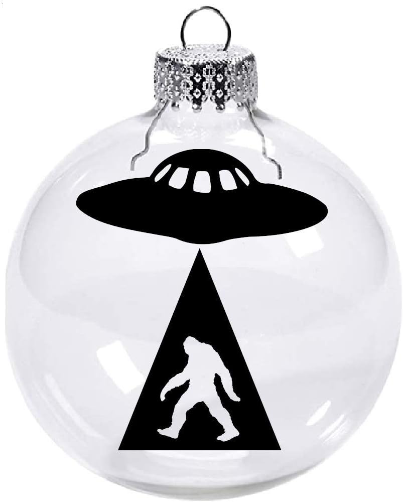 UFO Bigfoot Clear Christmas Ornament Shatterproof Horror Halloween Metaphysical