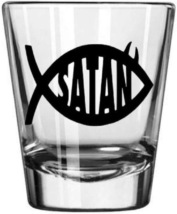 Satan Fish Satanism Shot Glass Barware Horror Halloween Metaphysical