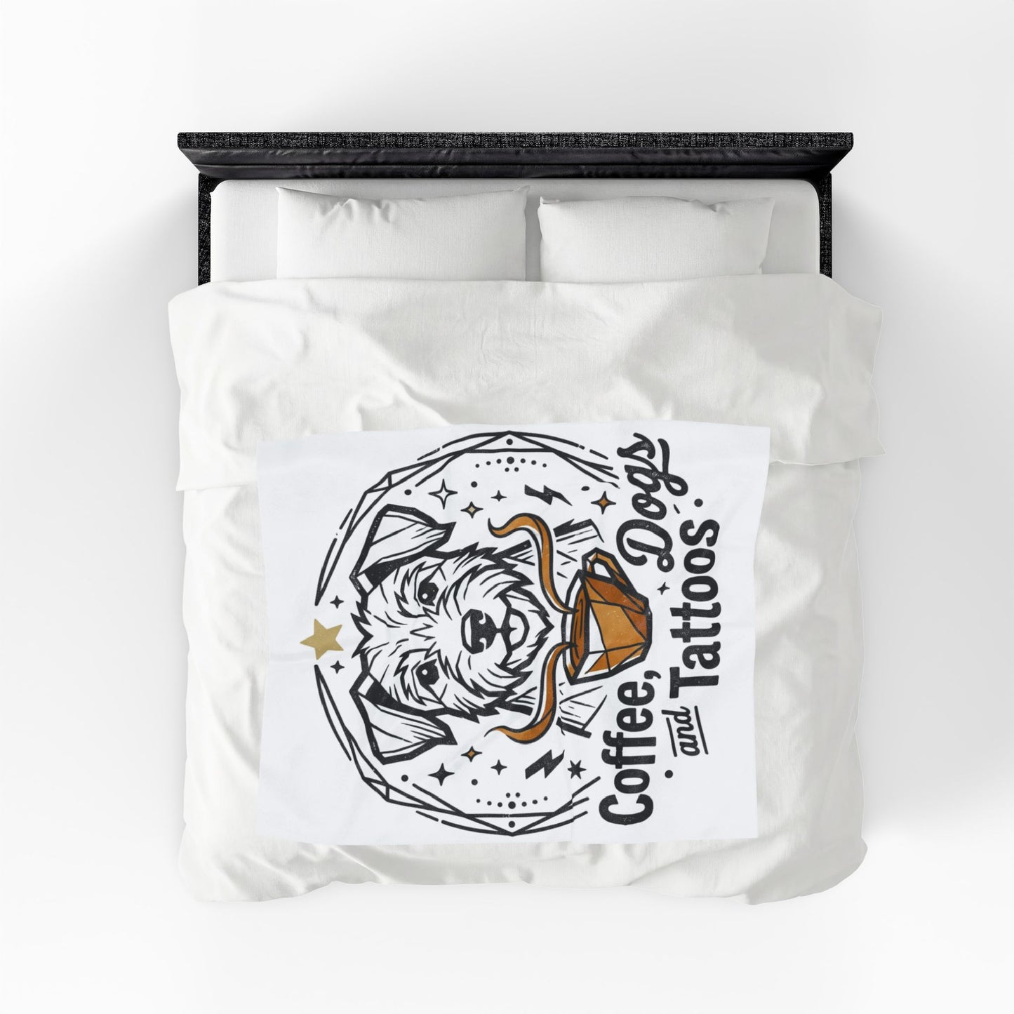 Coffee Dogs and Tattoos Velveteen Plush Blanket Home Decor Throw