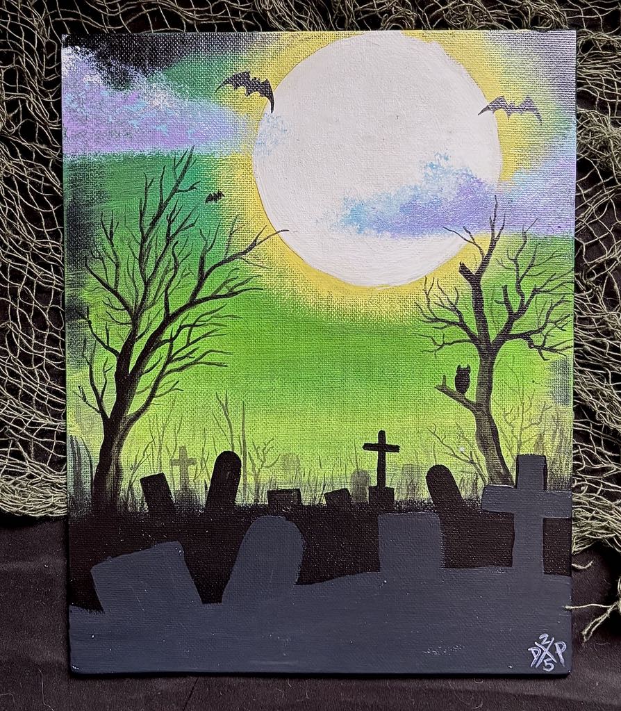 Cemetery Graveyard Canvas Art Wall Hanging Home Decor Horror True Crime Halloween