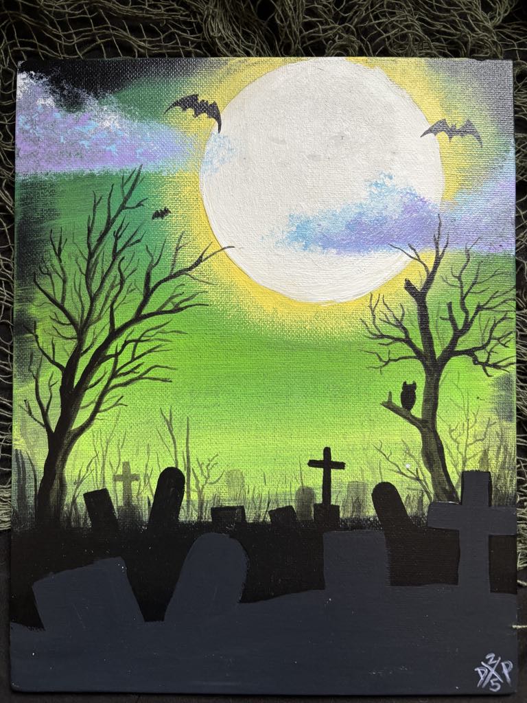 Cemetery Graveyard Canvas Art Wall Hanging Home Decor Horror True Crime Halloween