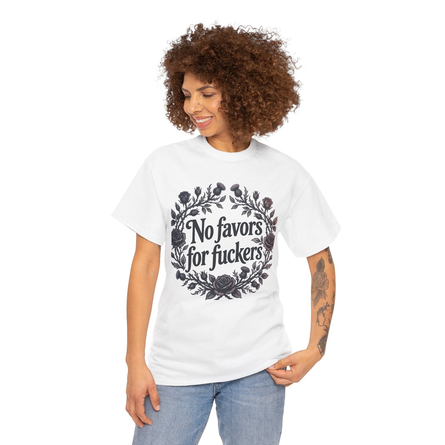No Favors for Fuckers Tee Floral Wreath Graphic Shirt Goth Alternative Clothing