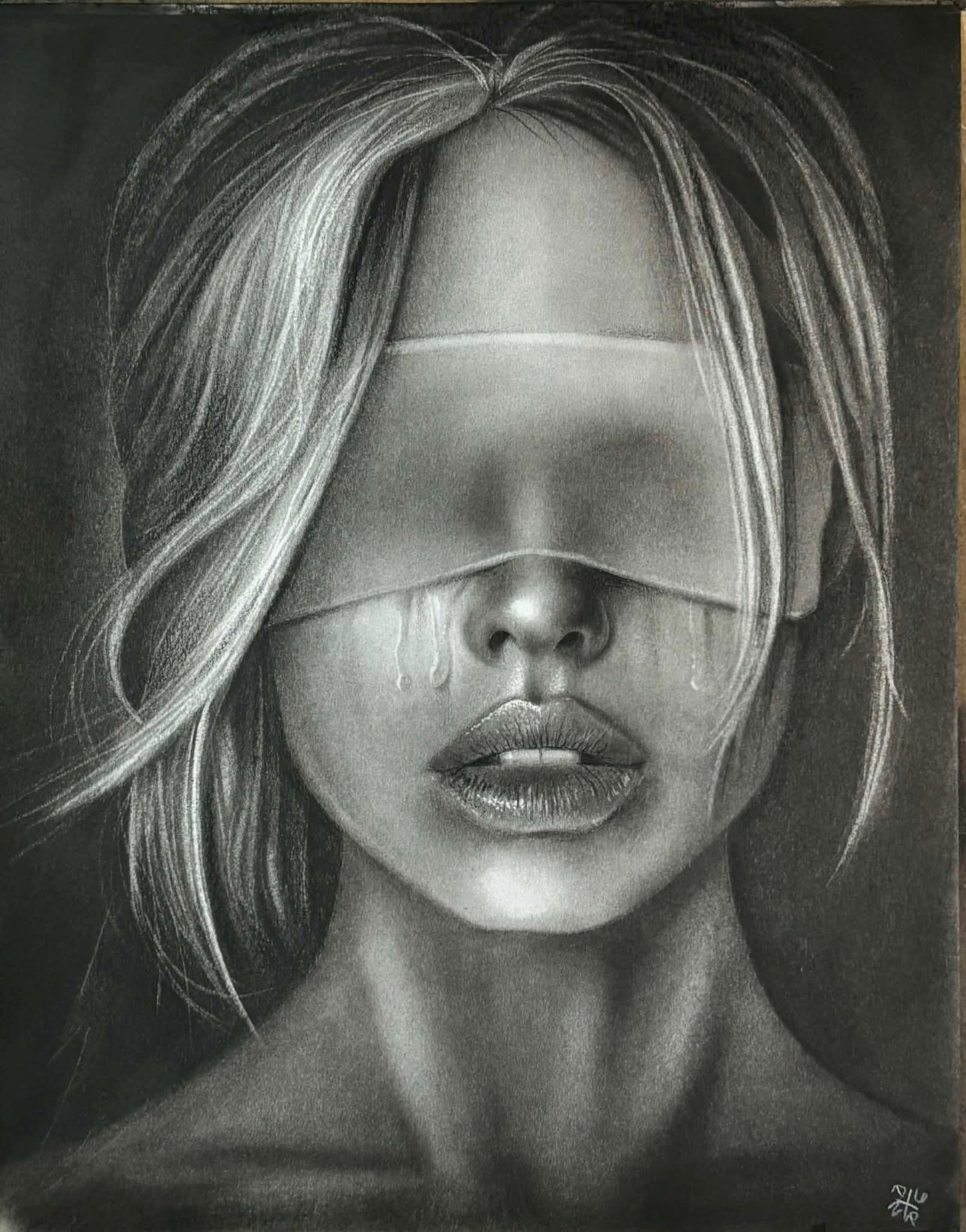 Blindfolded Girl BDSM Art Print Wall Hanging