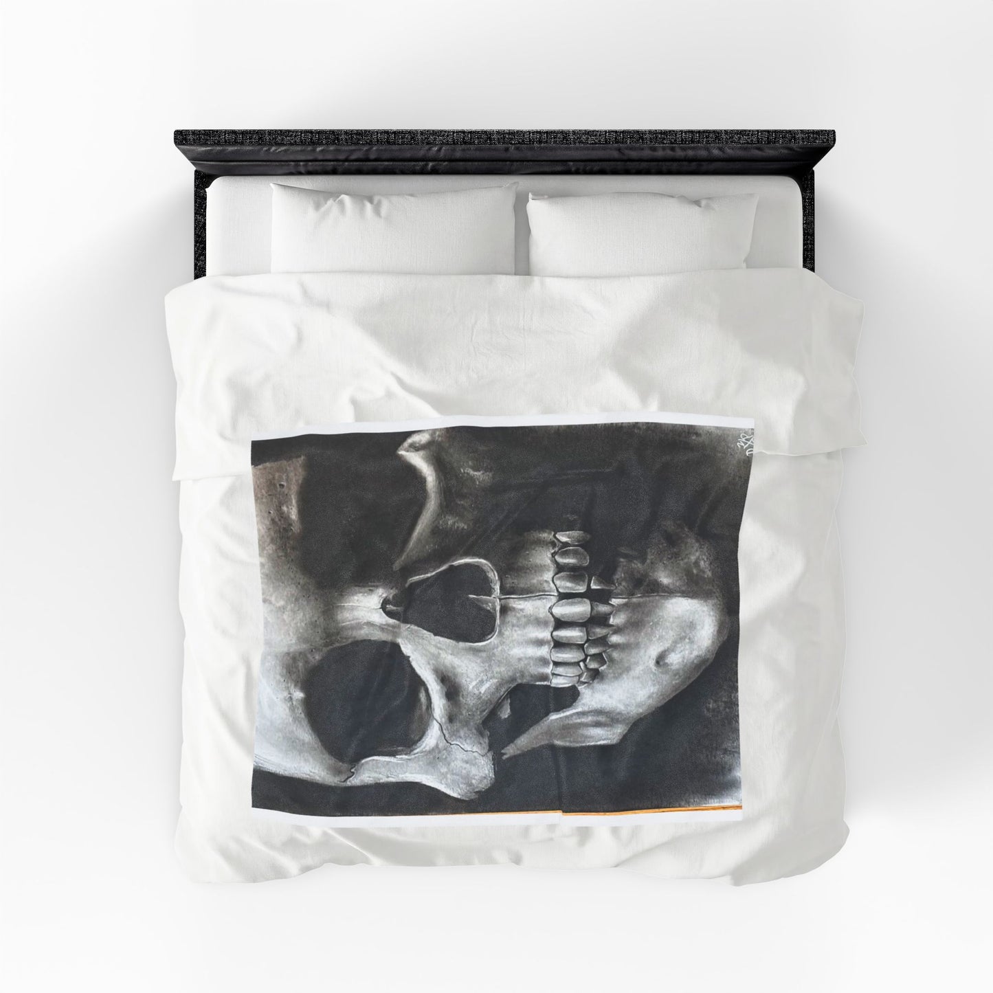 Original Skull Drawing Velveteen Blanket Gothic Skull Dark Home Decor