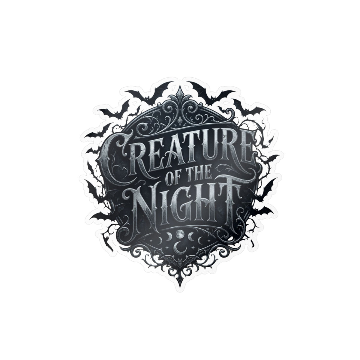 Creature of the Night Kiss-Cut Vinyl Decal | Halloween Bat Emblem