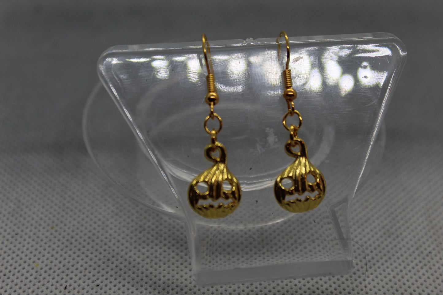 Golden Pumpkin Drop Earrings Jewelry Spooky Halloween Witchy