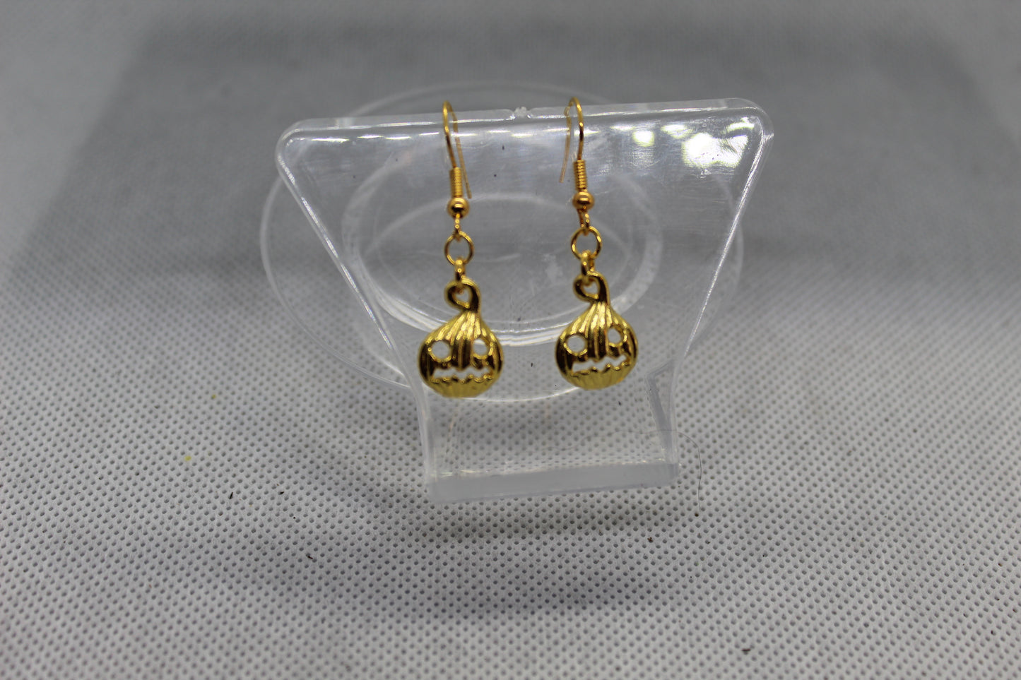 Golden Pumpkin Drop Earrings Jewelry Spooky Halloween Witchy
