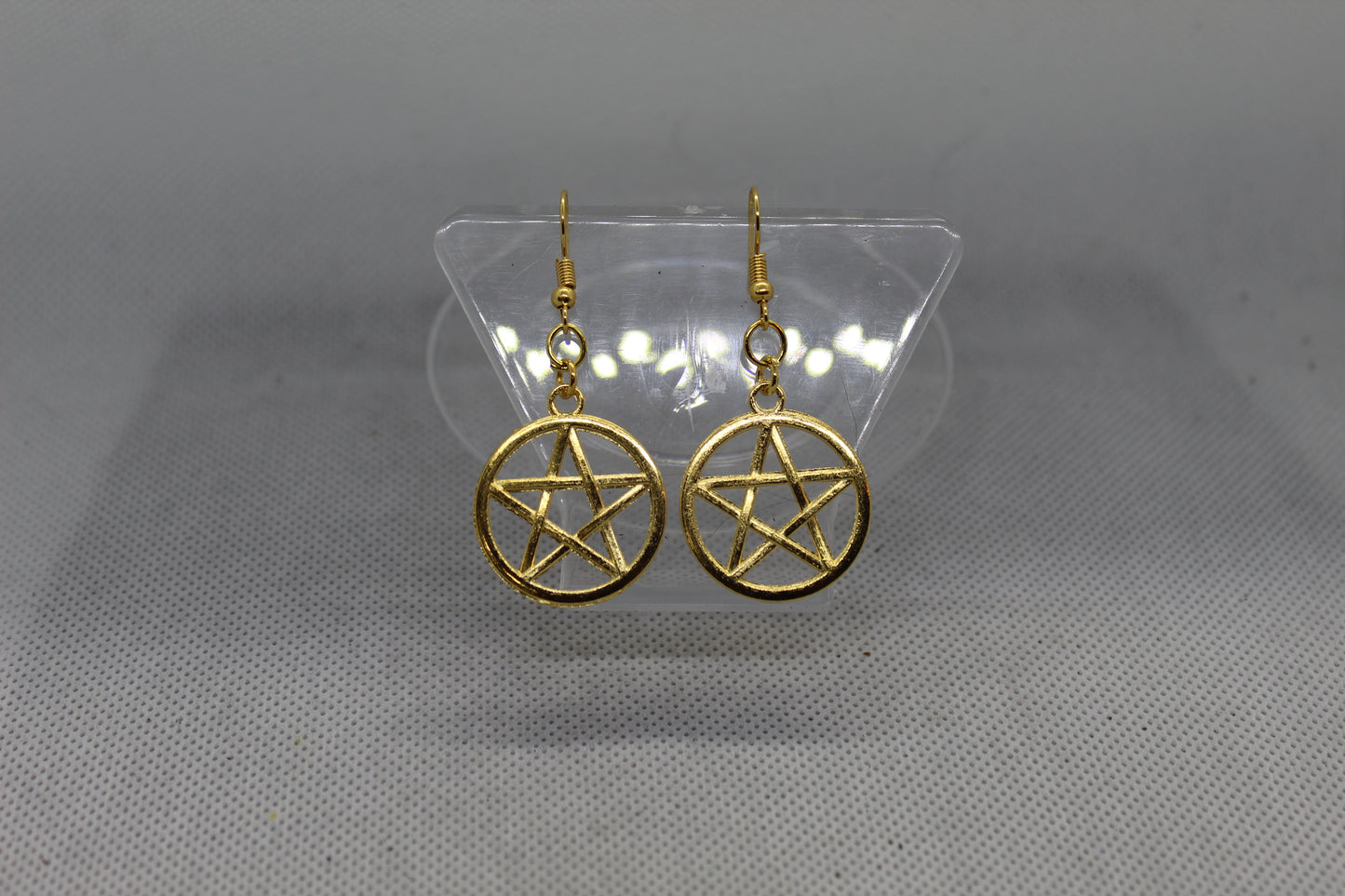 Gold Pentacle Drop Earrings Jewelry Spooky Halloween Witchy