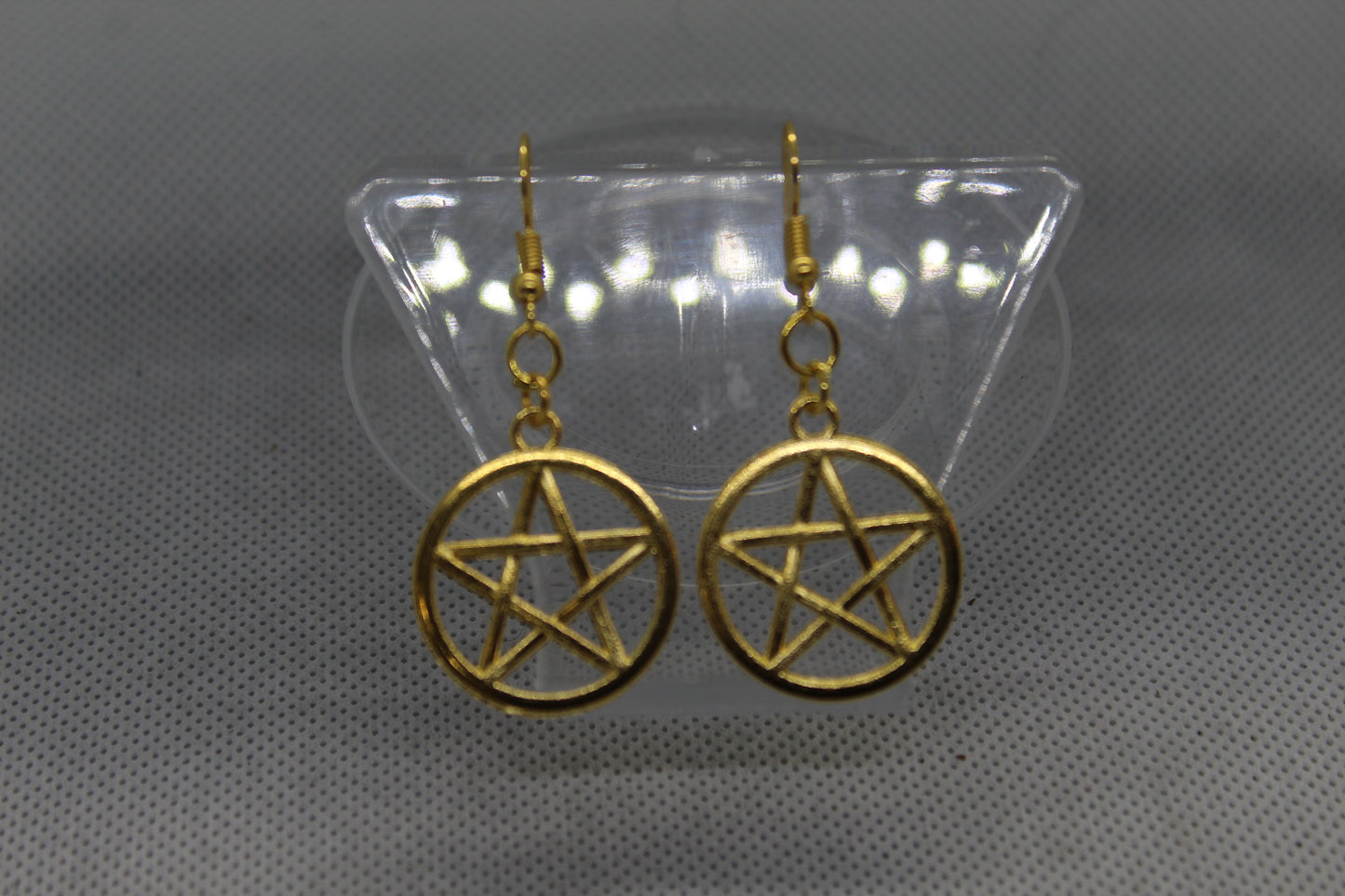 Gold Pentacle Drop Earrings Jewelry Spooky Halloween Witchy