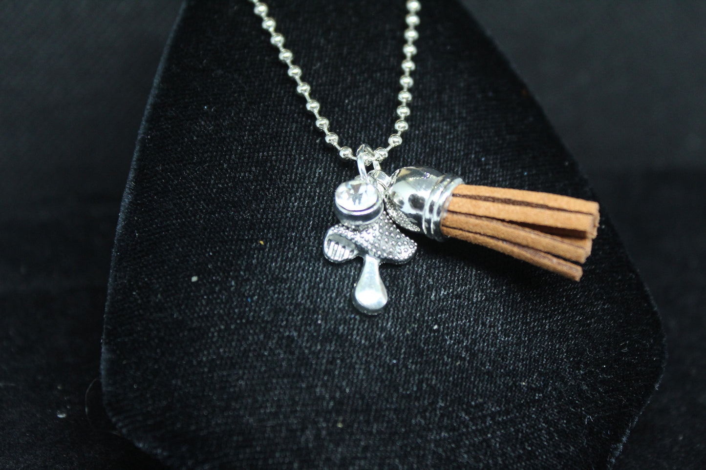 Brown Mushroom Keychain Charm Zipper Pull Crystal Witch Witchy Jewelry Witchcraft Metaphysical