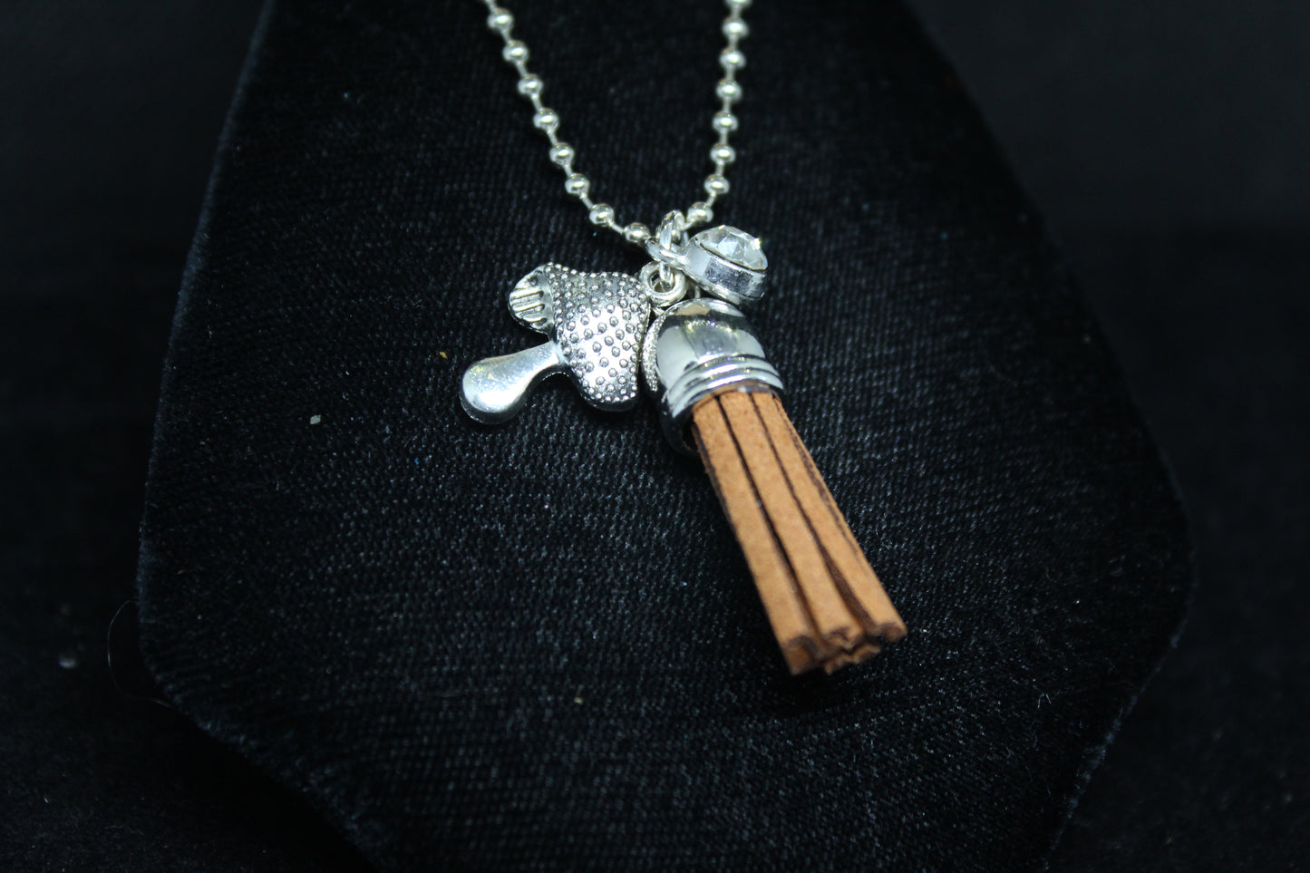 Brown Mushroom Keychain Charm Zipper Pull Crystal Witch Witchy Jewelry Witchcraft Metaphysical