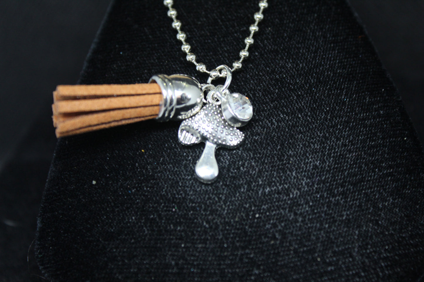 Brown Mushroom Keychain Charm Zipper Pull Crystal Witch Witchy Jewelry Witchcraft Metaphysical