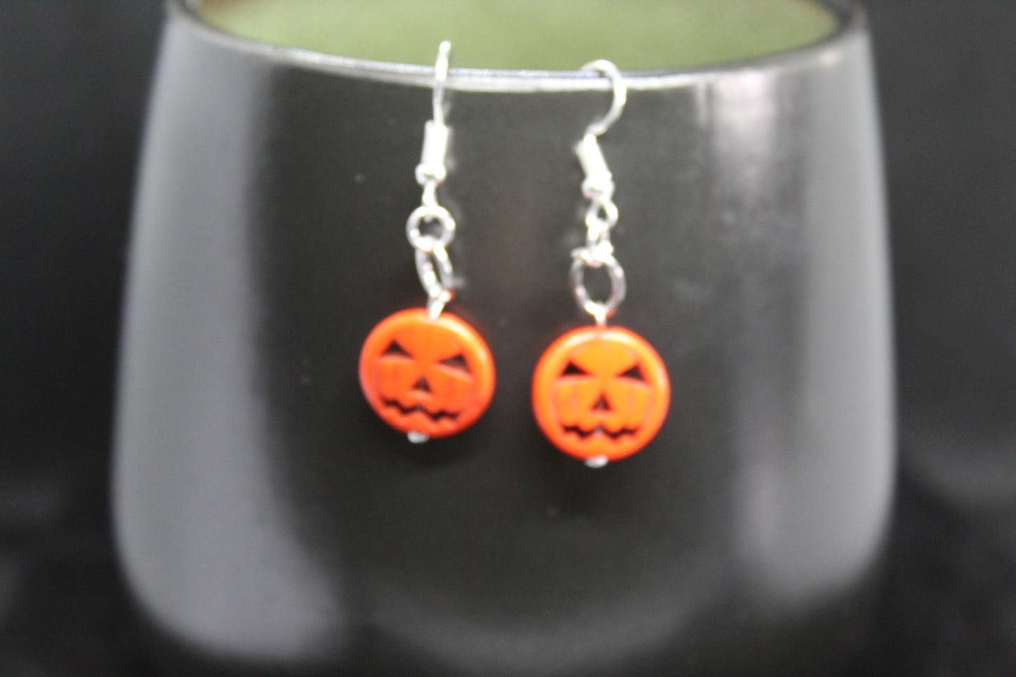Vintage Style Pumpkin Drop Earrings Jewelry Spooky Halloween Witchy