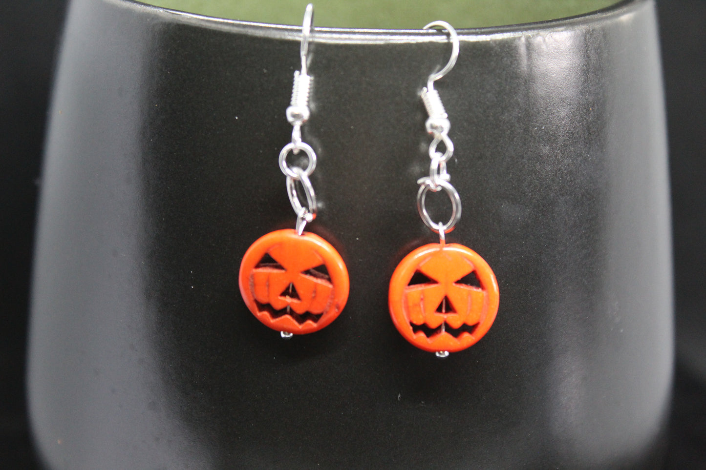 Vintage Style Pumpkin Drop Earrings Jewelry Spooky Halloween Witchy