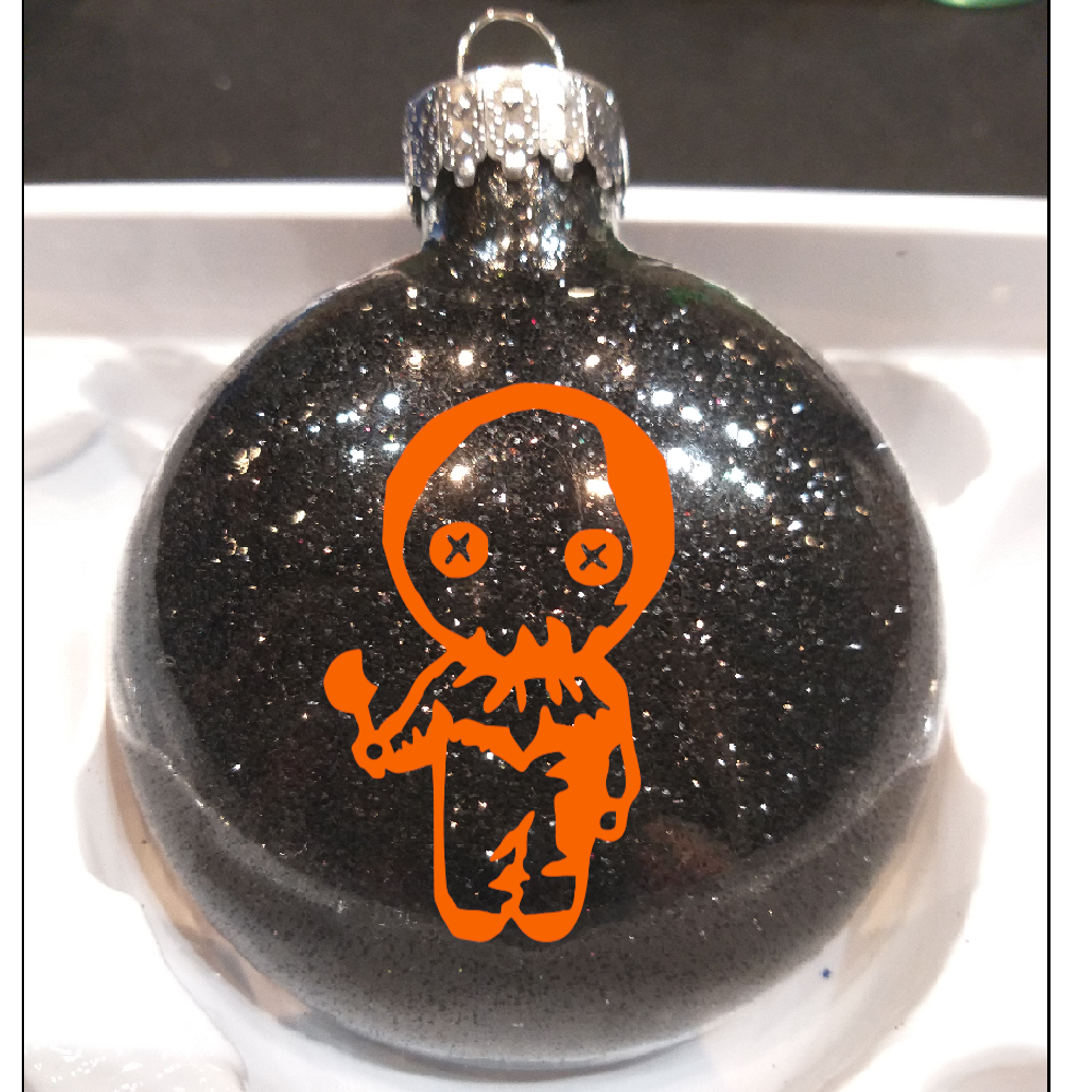 Sam Trick r Treat Glitter Christmas Ornament Shatterproof Horror Halloween Metaphysical