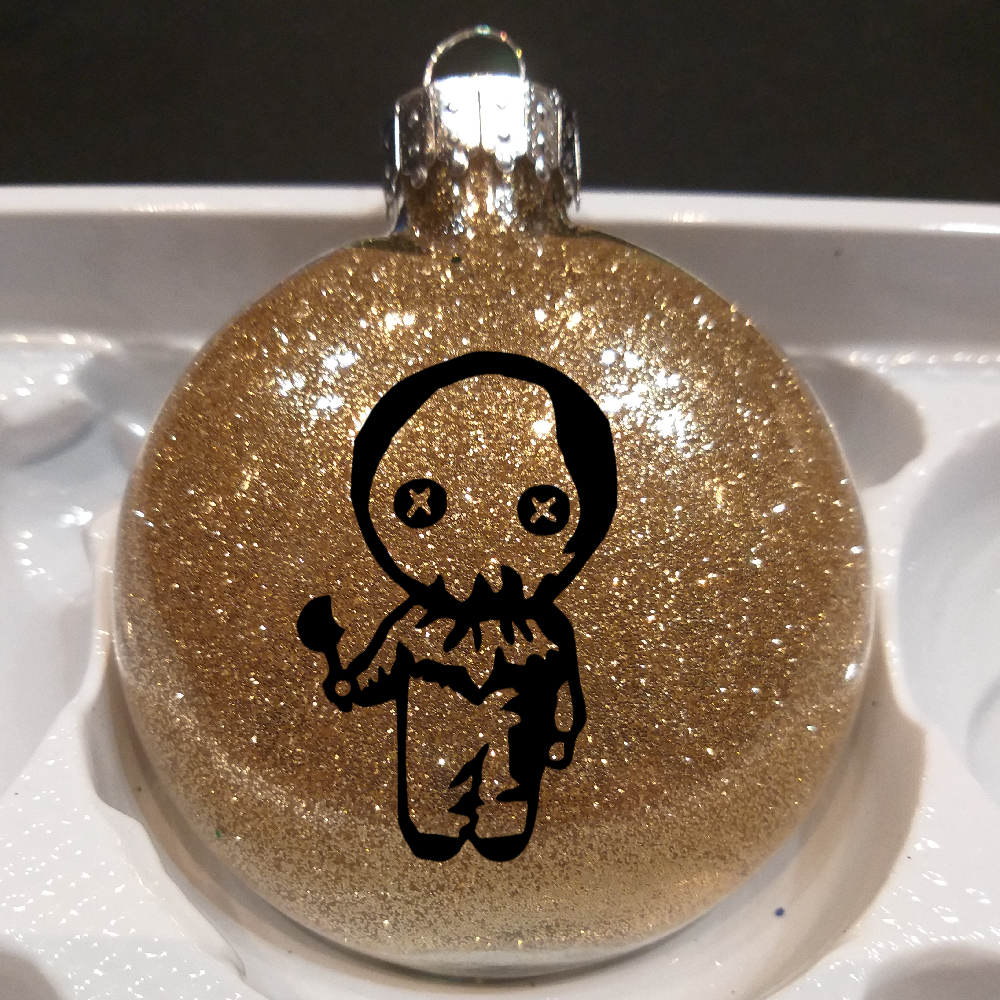 Sam Trick r Treat Glitter Christmas Ornament Shatterproof Horror Halloween Metaphysical