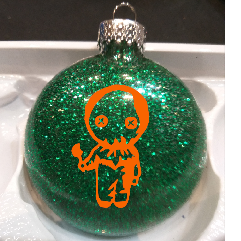 Sam Trick r Treat Glitter Christmas Ornament Shatterproof Horror Halloween Metaphysical