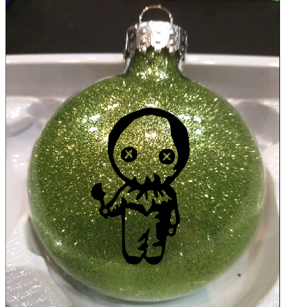 Sam Trick r Treat Glitter Christmas Ornament Shatterproof Horror Halloween Metaphysical
