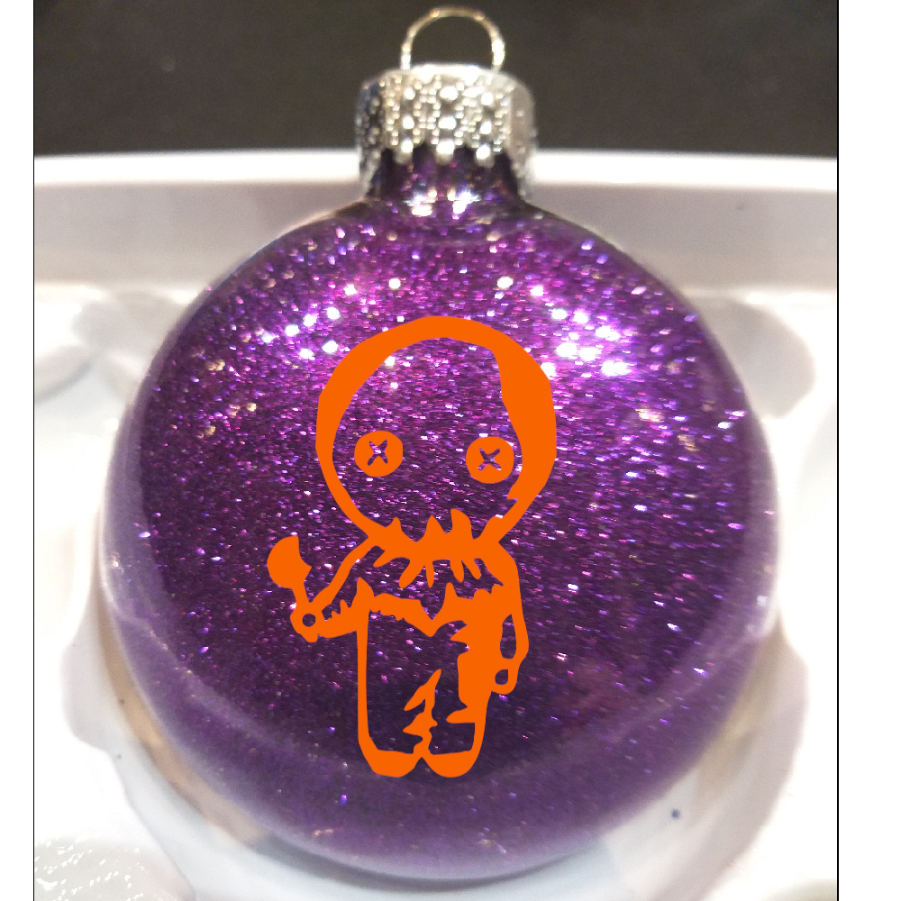 Sam Trick r Treat Glitter Christmas Ornament Shatterproof Horror Halloween Metaphysical
