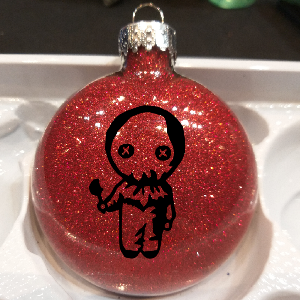 Sam Trick r Treat Glitter Christmas Ornament Shatterproof Horror Halloween Metaphysical