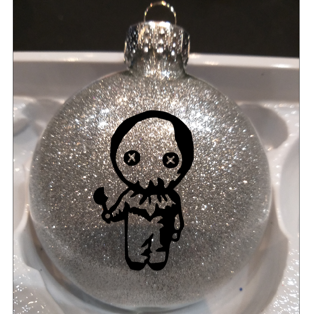 Sam Trick r Treat Glitter Christmas Ornament Shatterproof Horror Halloween Metaphysical