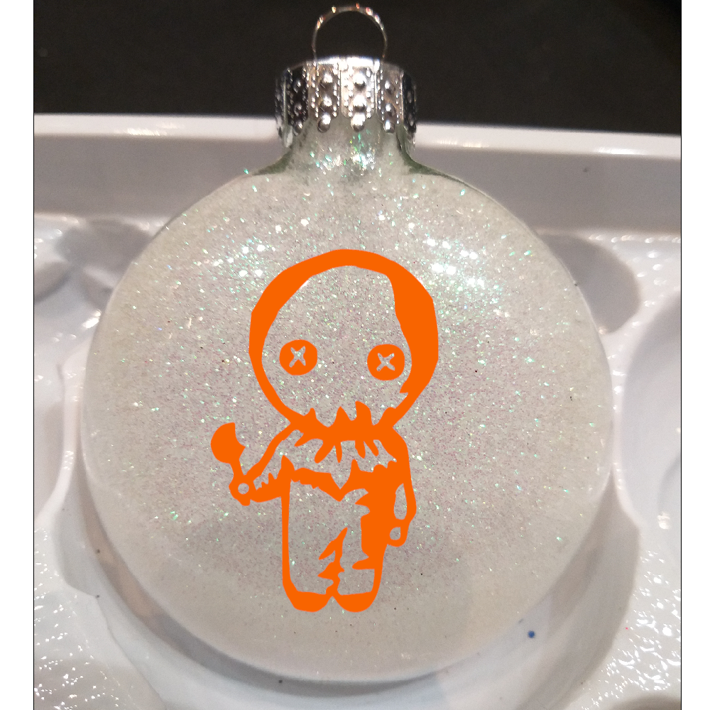 Sam Trick r Treat Glitter Christmas Ornament Shatterproof Horror Halloween Metaphysical
