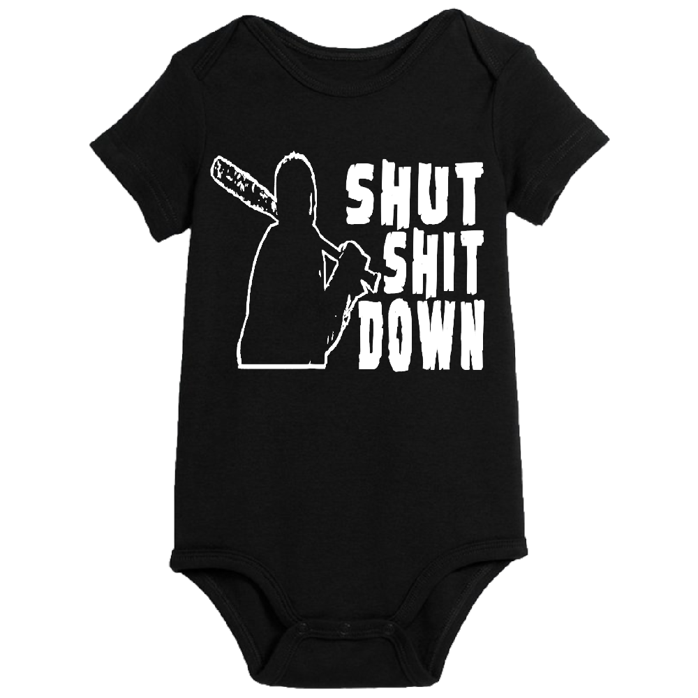 Walking Dead Negan Shut Shit Down Childrens Bodysuit Newborn 24 Months Horror Halloween