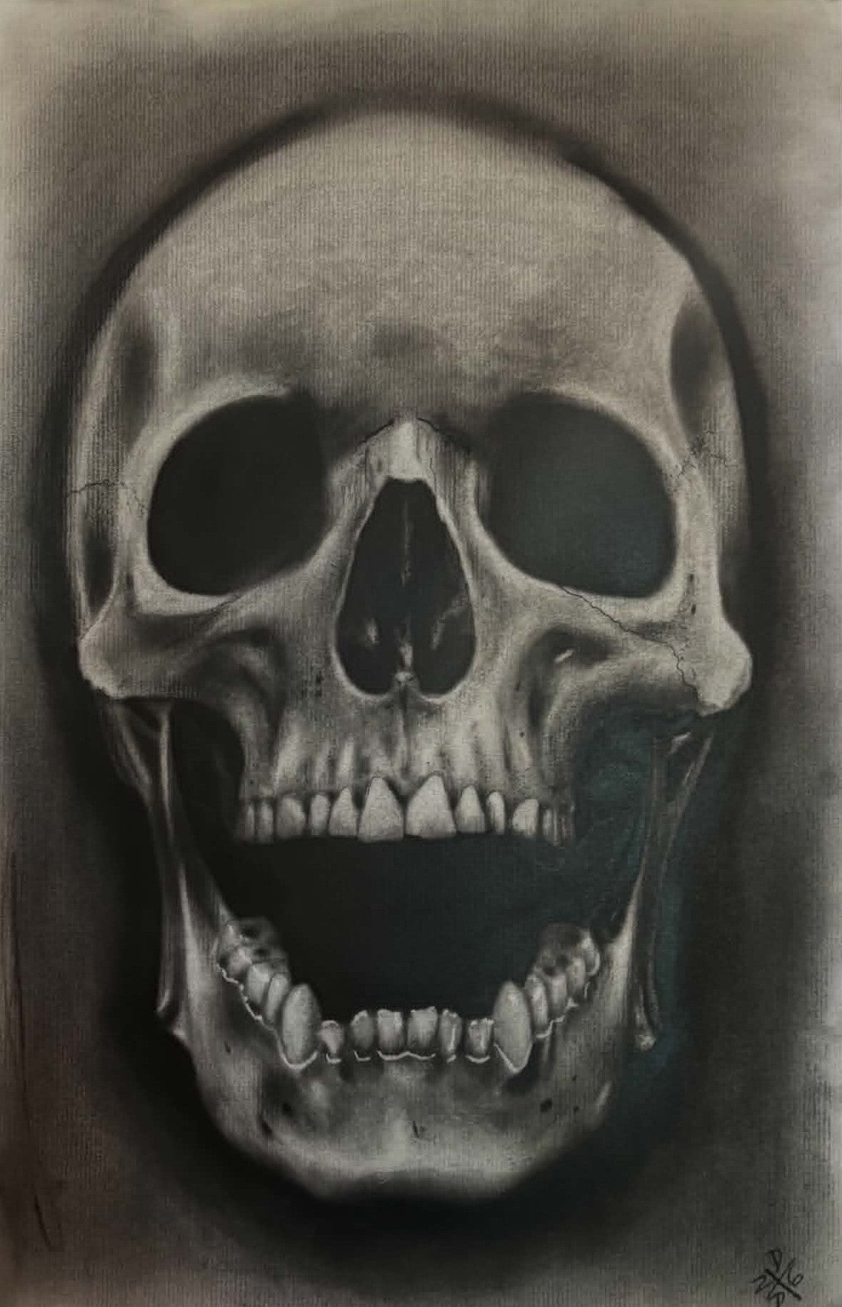 Skull Charcoal Art Print Wall Hanging Home Decor