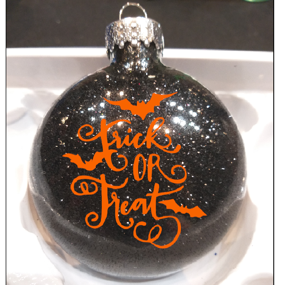 Trick or Treat Glitter Christmas Ornament Shatterproof Horror Halloween Metaphysical