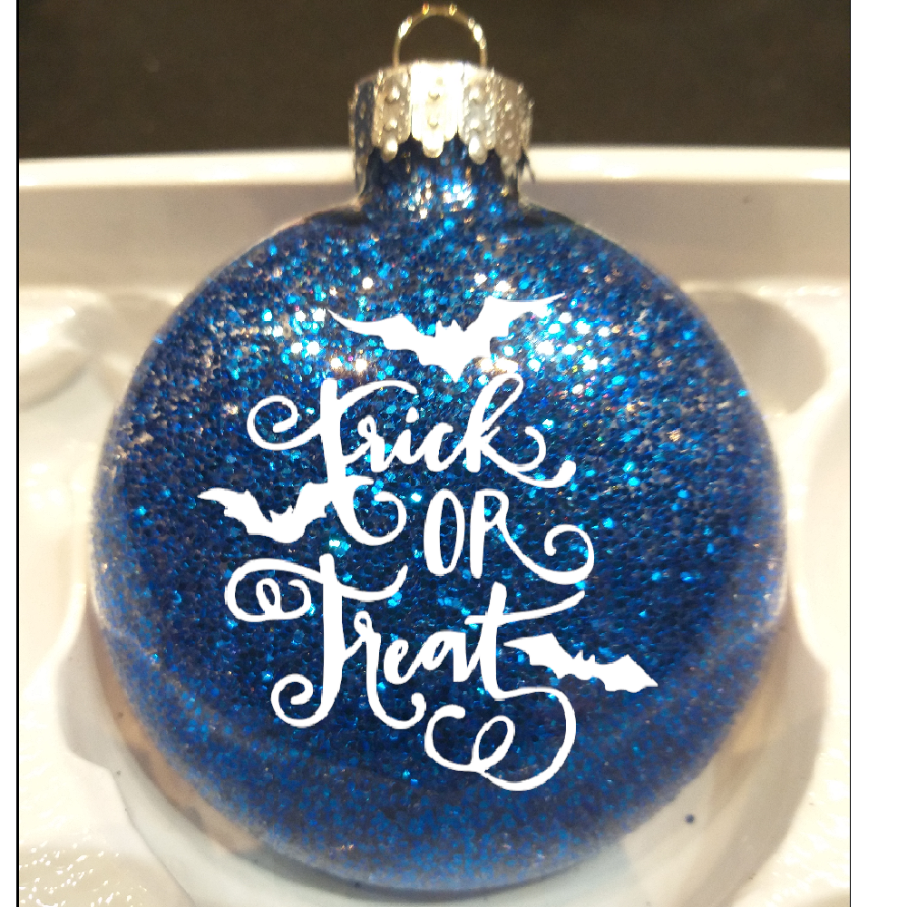 Trick or Treat Glitter Christmas Ornament Shatterproof Horror Halloween Metaphysical